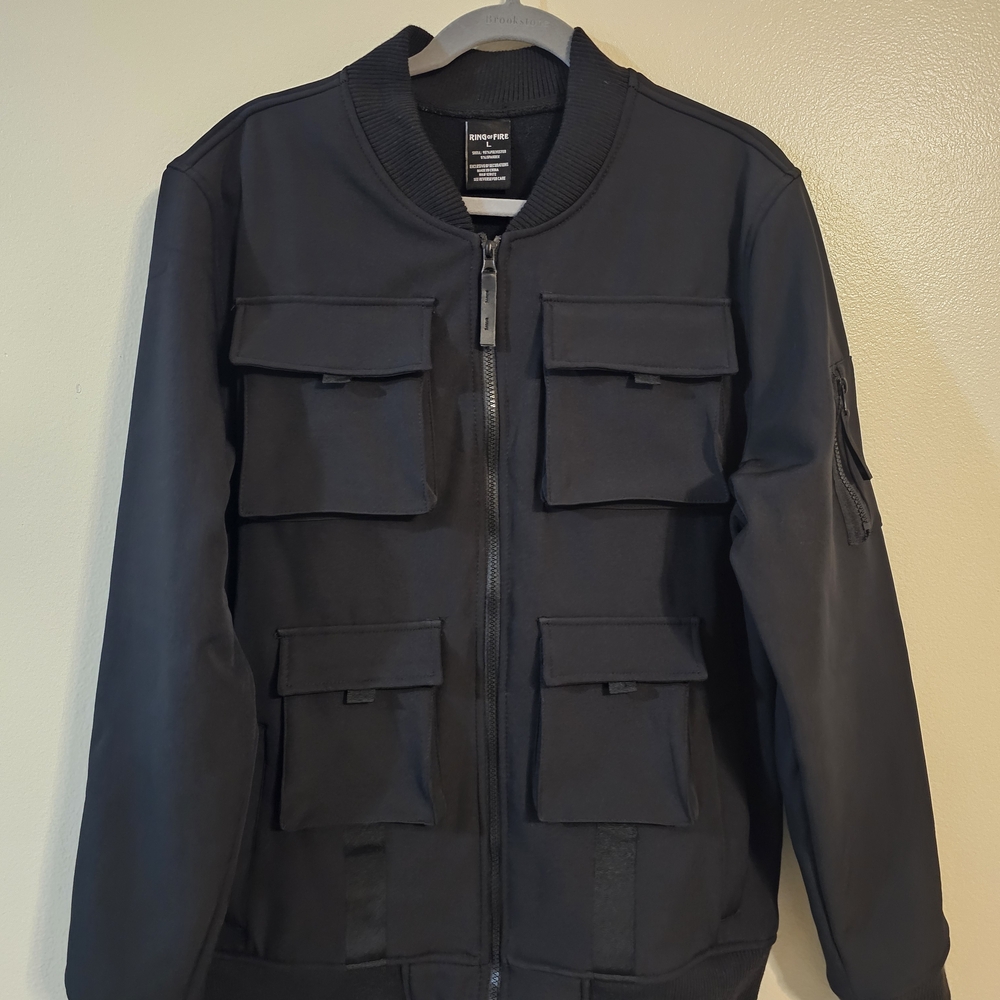 Ring of Fire Black Bomber Jacket Sz L